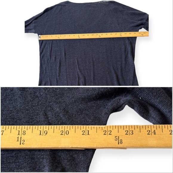 Theory Larlissa Sag Harbor Blue Linen Blend V neck Sweater, Size L - Picture 12 of 13